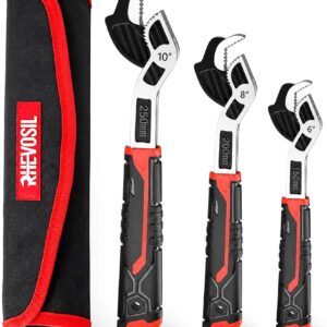Pipe Wrench Set, 3-Piece Self Locking Pipe Wrench Set